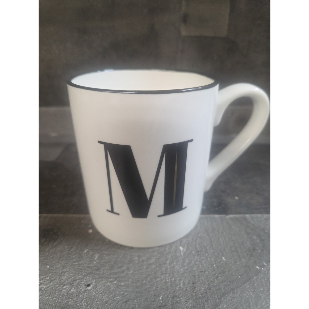 THRESHOLD White/Black Stoneware Monogram Initial 'M' Coffee Cup/Mug